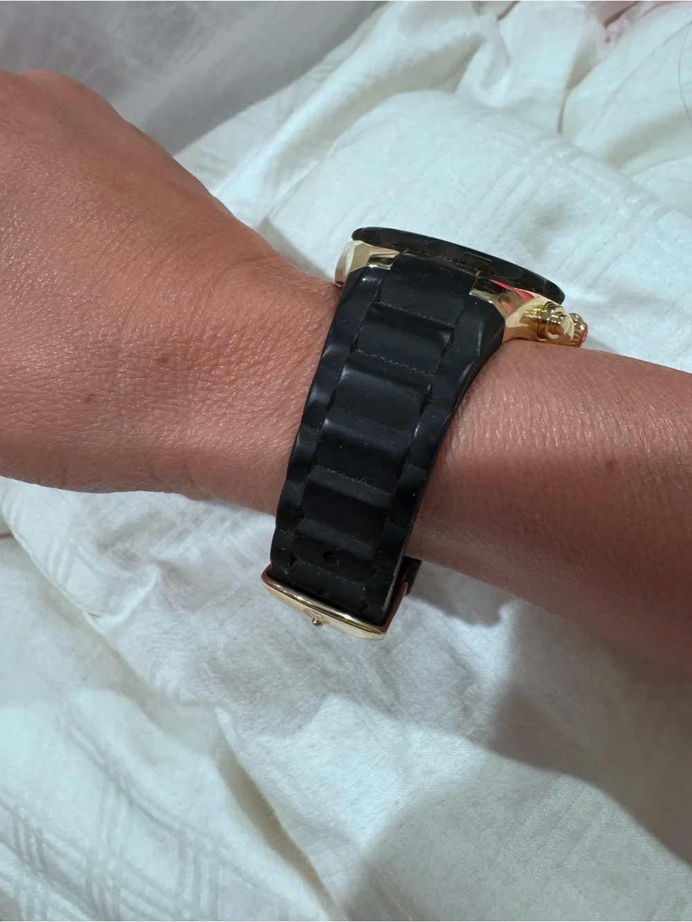 Women's MICHELE Black and Gold Chronograph Watch - Classic Dress Style